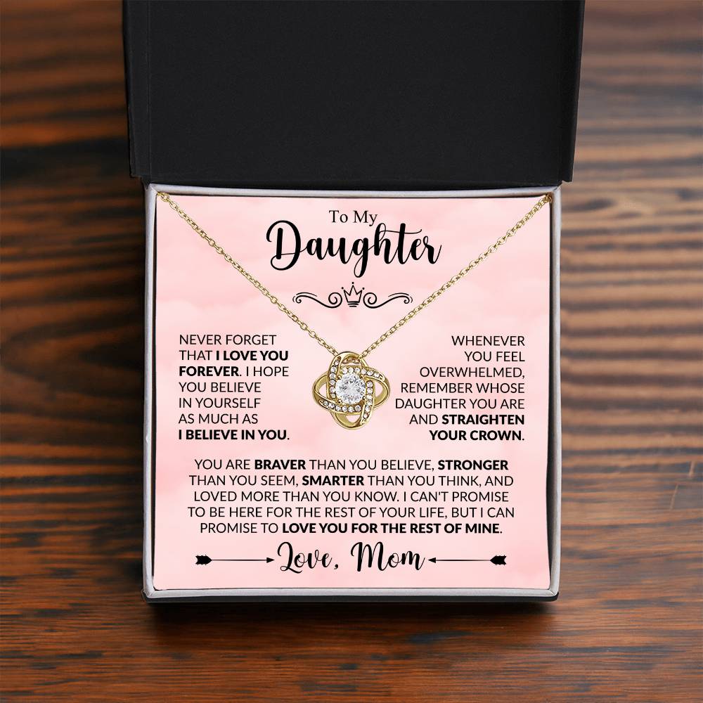 To My Daughter - Love Mom - Beautiful Gift Set - Love Knot Necklace -DLK022