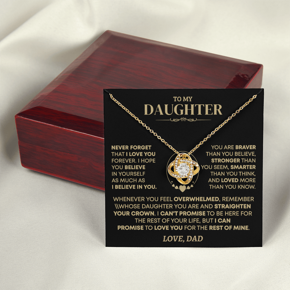 To My Daughter - Love Dad - Beautiful Gift Set - Love Knot Necklace -DLK001