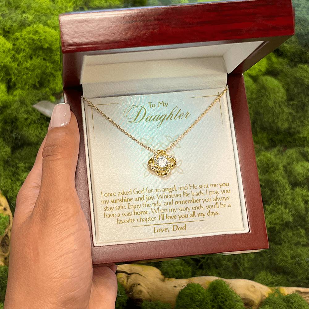 To My Daughter - Love Dad - Beautiful Gift Set - Love Knot Necklace -DLK016