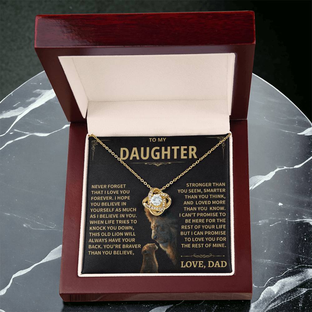 To My Daughter - Love Dad - Beautiful Gift Set - Love Knot Necklace -DLK009