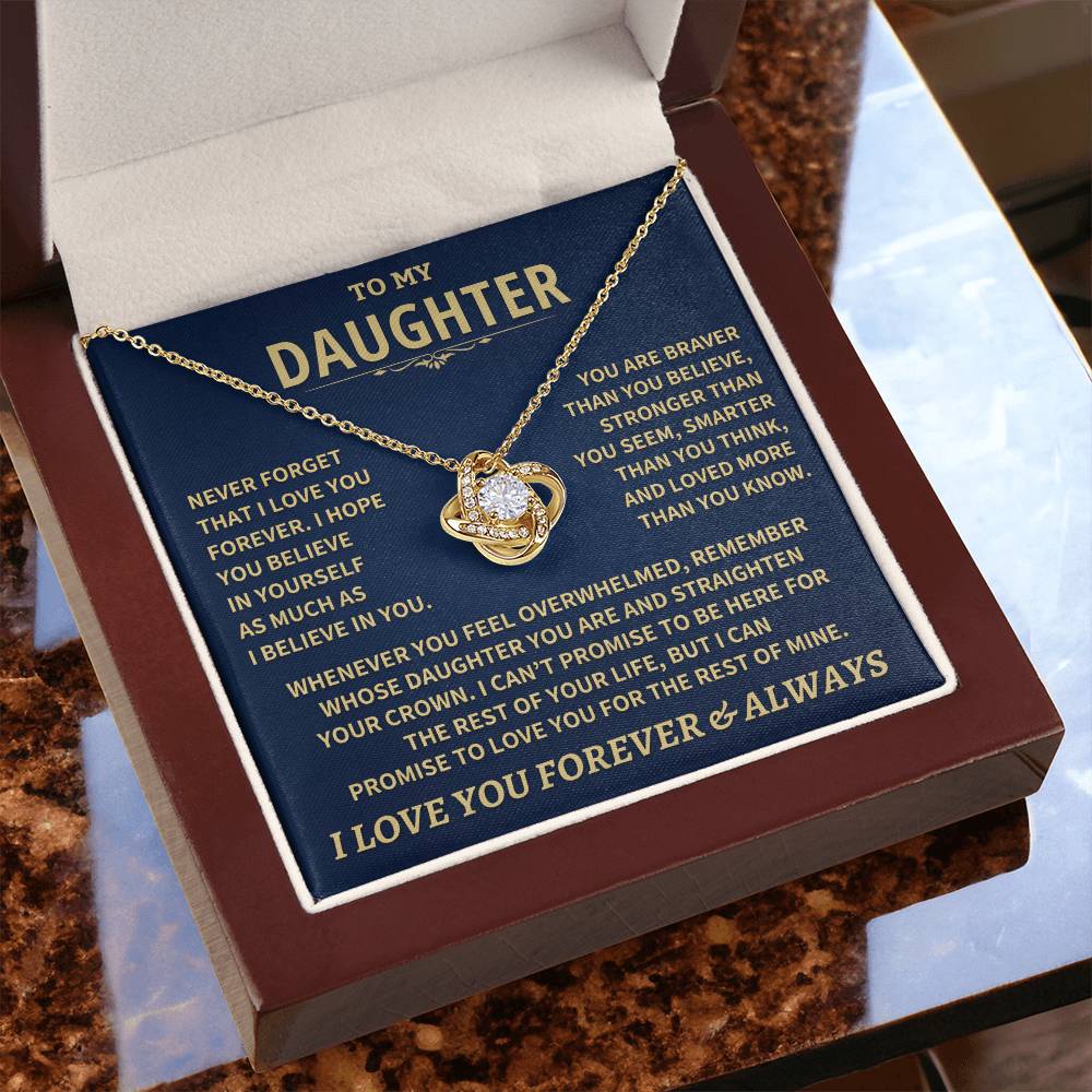 To My Daughter - Love Dad - Beautiful Gift Set - Love Knot Necklace -DLK007