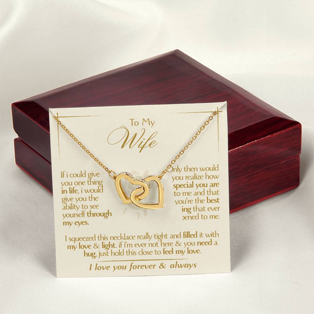 To My Wife - Beautiful Gift Set - Interlocking Hearts Necklace - WIH001