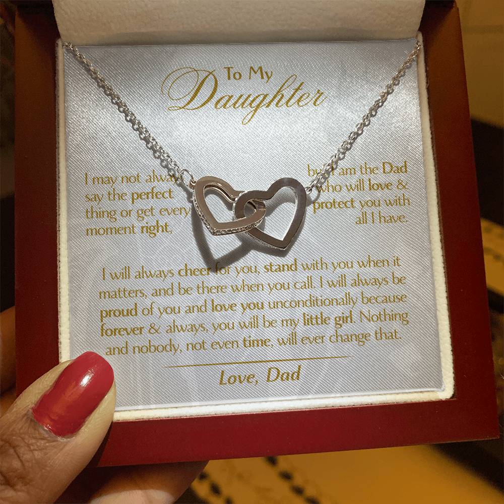 To My Daughter - Love Dad - Beautiful Gift Set - Interlocking Hearts Necklace - DIH001