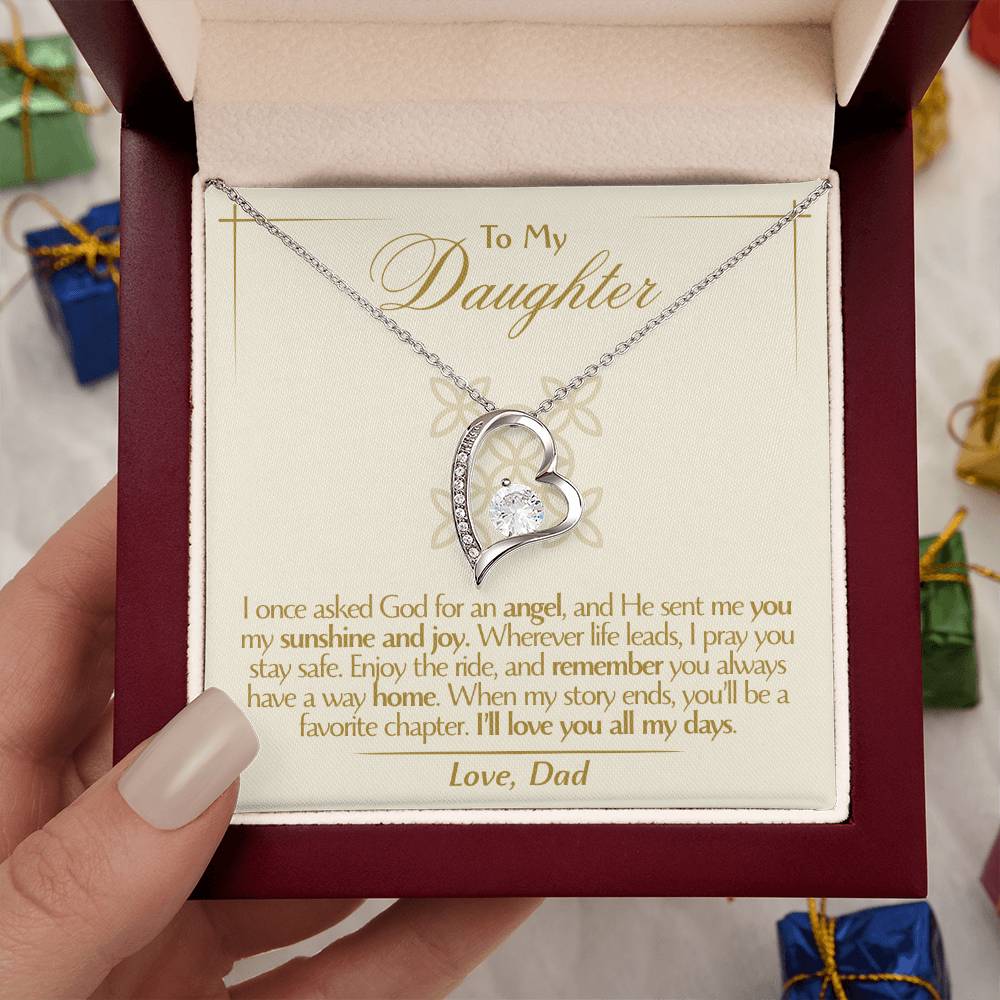 To My Daughter - Love Dad - Beautiful Gift Set - Forever Love Necklace - DFL009