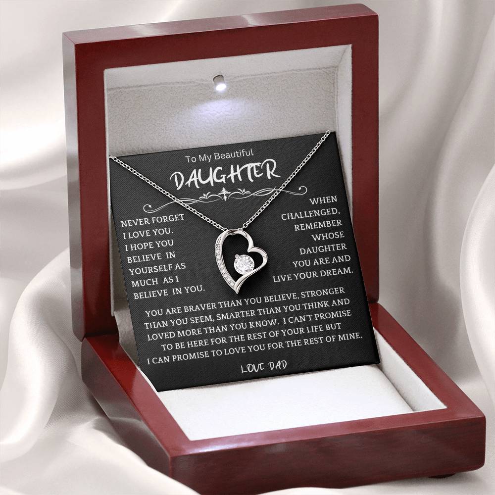 To My Daughter - Love Dad - Beautiful Gift Set - Forever Love Necklace - DFL006