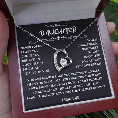 To My Daughter - Love Dad - Beautiful Gift Set - Forever Love Necklace - DFL006