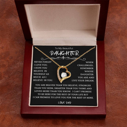 To My Daughter - Love Dad - Beautiful Gift Set - Forever Love Necklace - DFL006