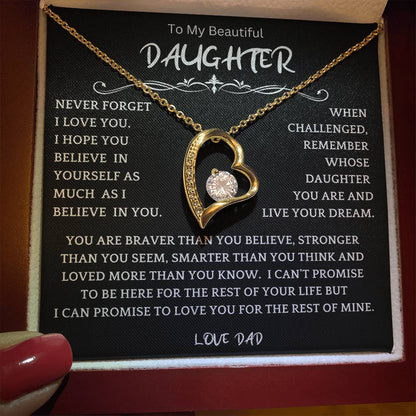 To My Daughter - Love Dad - Beautiful Gift Set - Forever Love Necklace - DFL006