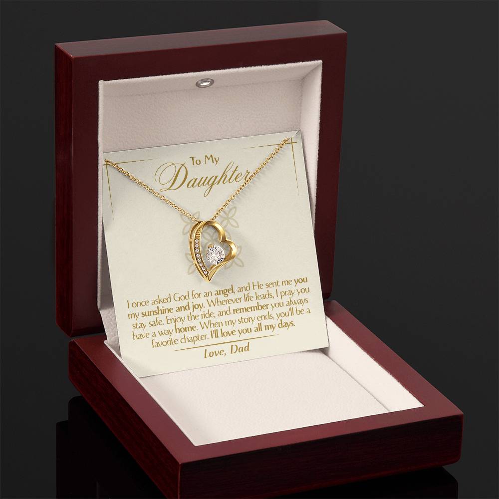 To My Daughter - Love Dad - Beautiful Gift Set - Forever Love Necklace - DFL009