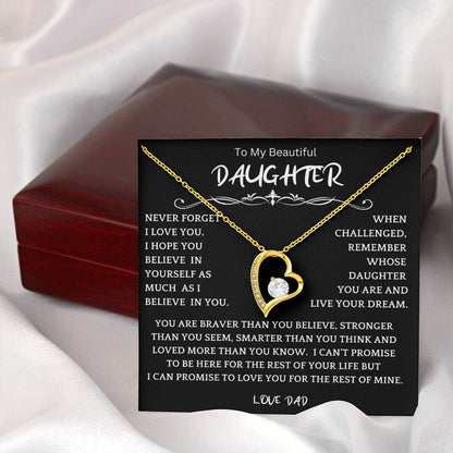To My Daughter - Love Dad - Beautiful Gift Set - Forever Love Necklace - DFL006