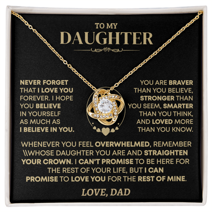 To My Daughter - Love Dad - Beautiful Gift Set - Love Knot Necklace -DLK001