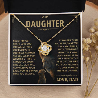 To My Daughter - Love Dad - Beautiful Gift Set - Love Knot Necklace -DLK009