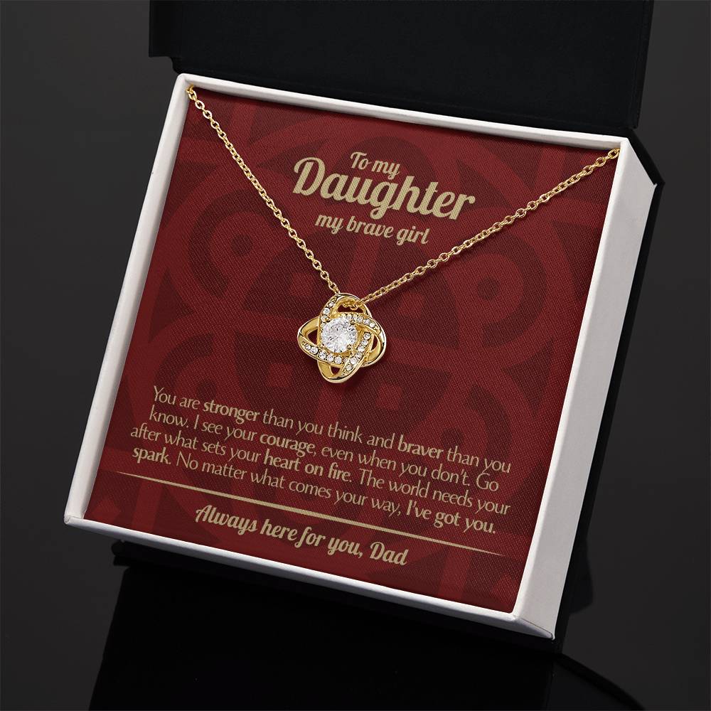 To My Daughter - Love Dad - Beautiful Gift Set - Love Knot Necklace -DLK003