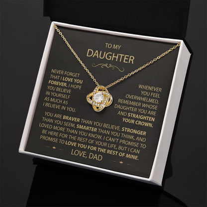 To My Daughter - Love Dad - Beautiful Gift Set - Love Knot Necklace -DLK002