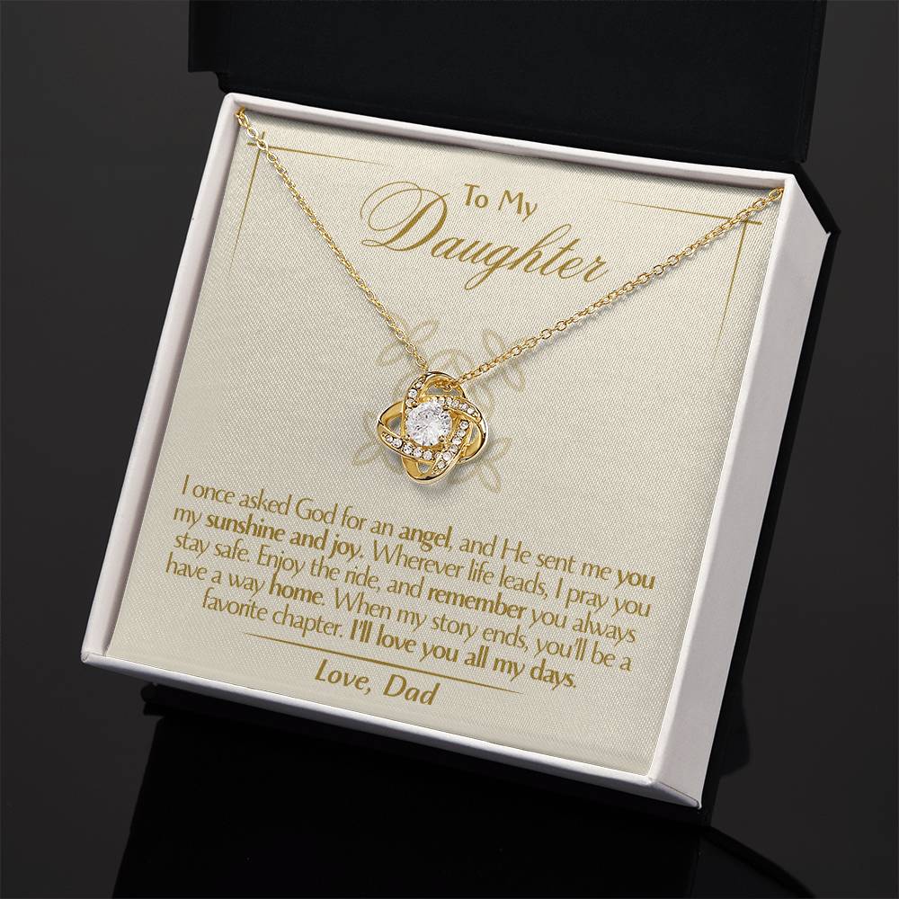 To My Daughter - Love Dad - Beautiful Gift Set - Love Knot Necklace -DLK016