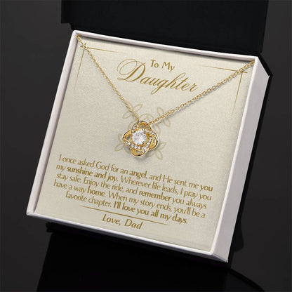 To My Daughter - Love Dad - Beautiful Gift Set - Love Knot Necklace -DLK016