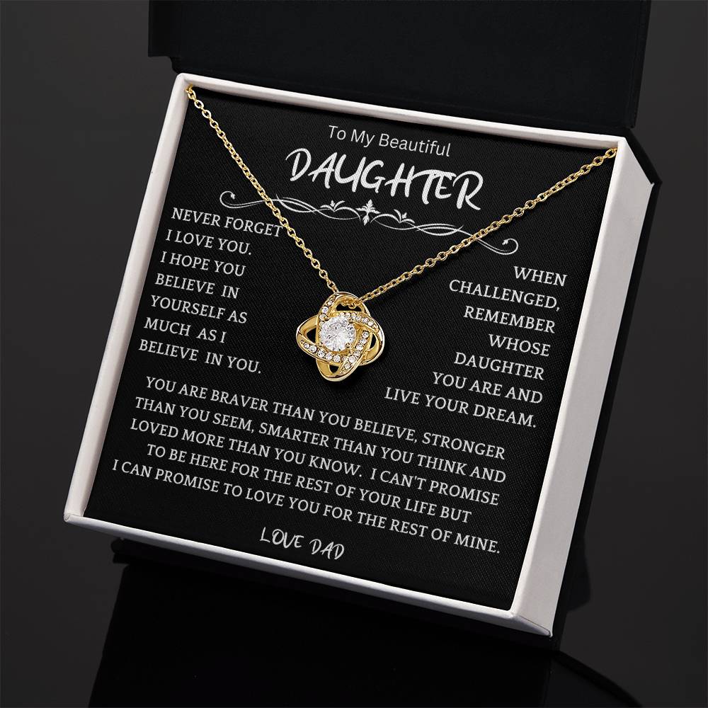 To My Daughter - Love Dad - Beautiful Gift Set - Love Knot Necklace -DLK019