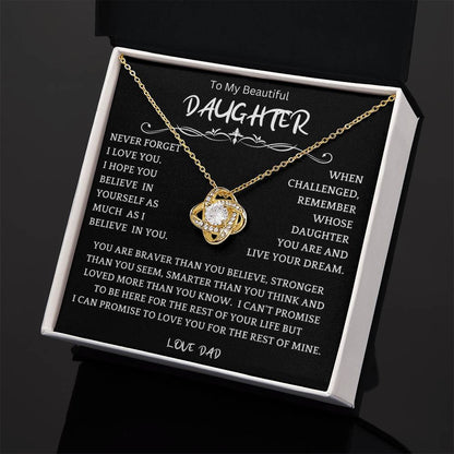 To My Daughter - Love Dad - Beautiful Gift Set - Love Knot Necklace -DLK019
