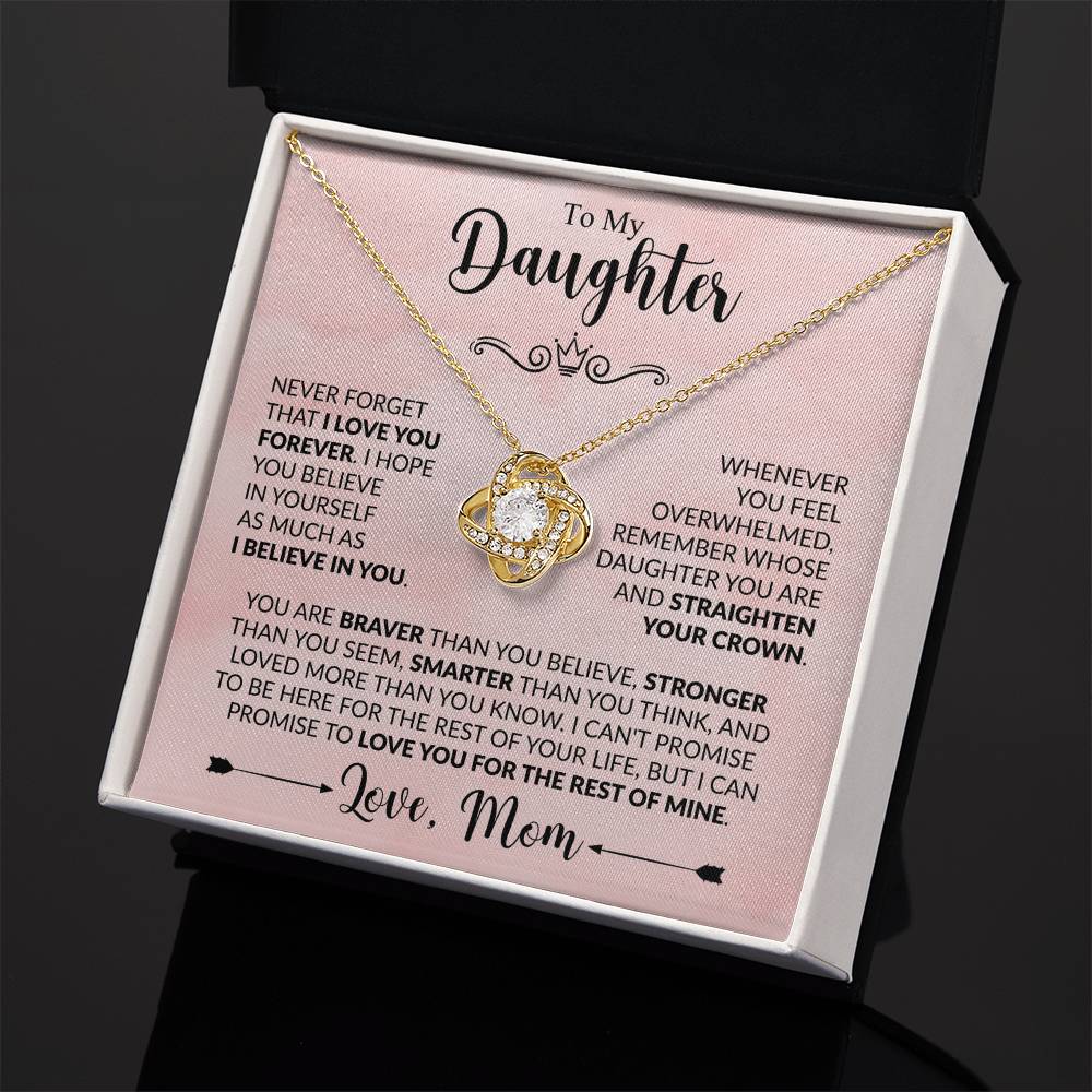 To My Daughter - Love Mom - Beautiful Gift Set - Love Knot Necklace -DLK022