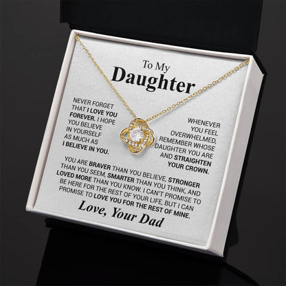 To My Daughter - Love Dad - Beautiful Gift Set - Love Knot Necklace -DLK023