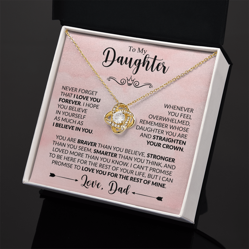 To My Daughter - Love Dad - Beautiful Gift Set - Love Knot Necklace -DLK021