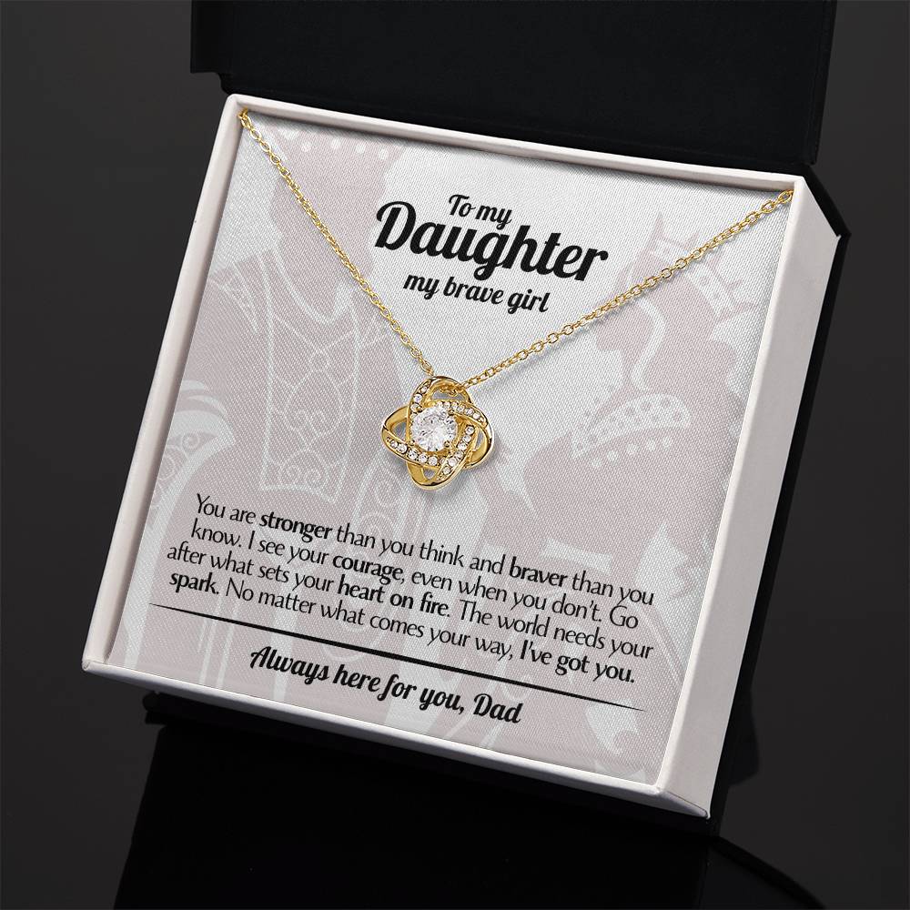 To My Daughter - Love Dad - Beautiful Gift Set - Love Knot Necklace -DLK017