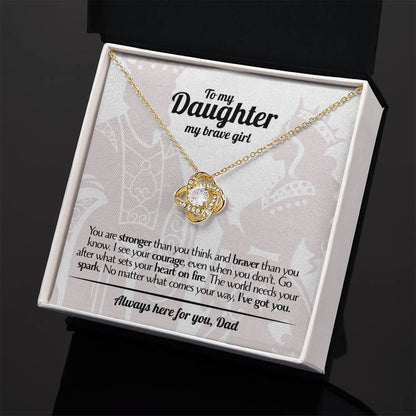 To My Daughter - Love Dad - Beautiful Gift Set - Love Knot Necklace -DLK017