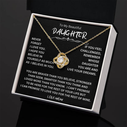To My Daughter - Love Dad - Beautiful Gift Set - Love Knot Necklace -DLK014