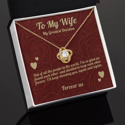 To My Wife - Beautiful Gift Set - Love Knot Necklace - WLKL003