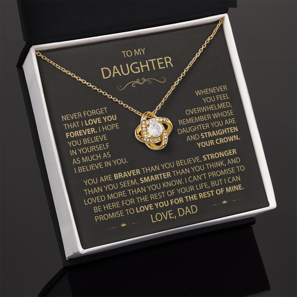 To My Daughter - Love Dad - Beautiful Gift Set - Love Knot Necklace -DLK002