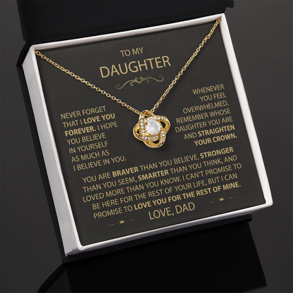 To My Daughter - Love Dad - Beautiful Gift Set - Love Knot Necklace -DLK002