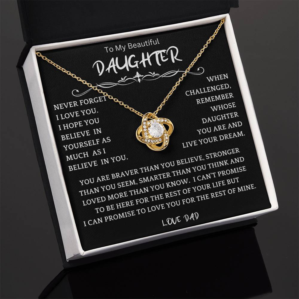 To My Daughter - Love Dad - Beautiful Gift Set - Love Knot Necklace -DLK019