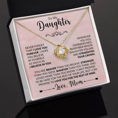 To My Daughter - Love Mom - Beautiful Gift Set - Love Knot Necklace -DLK022