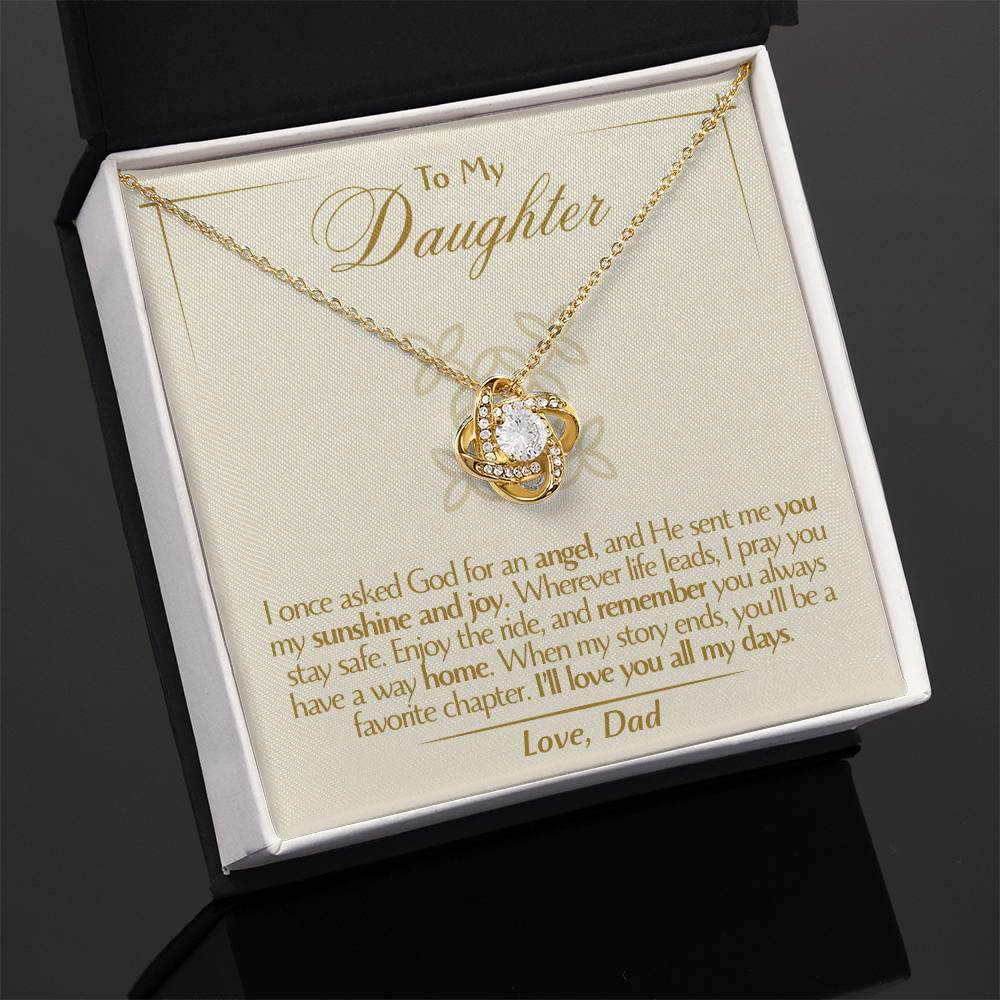 To My Daughter - Love Dad - Beautiful Gift Set - Love Knot Necklace -DLK016