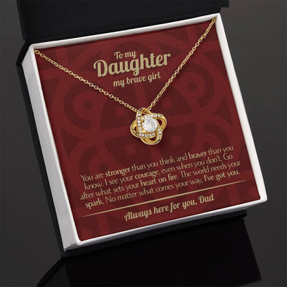 To My Daughter - Love Dad - Beautiful Gift Set - Love Knot Necklace -DLK003