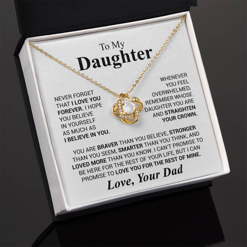 To My Daughter - Love Dad - Beautiful Gift Set - Love Knot Necklace -DLK023