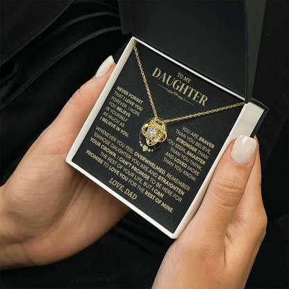 To My Daughter - Love Dad - Beautiful Gift Set - Love Knot Necklace -DLK001