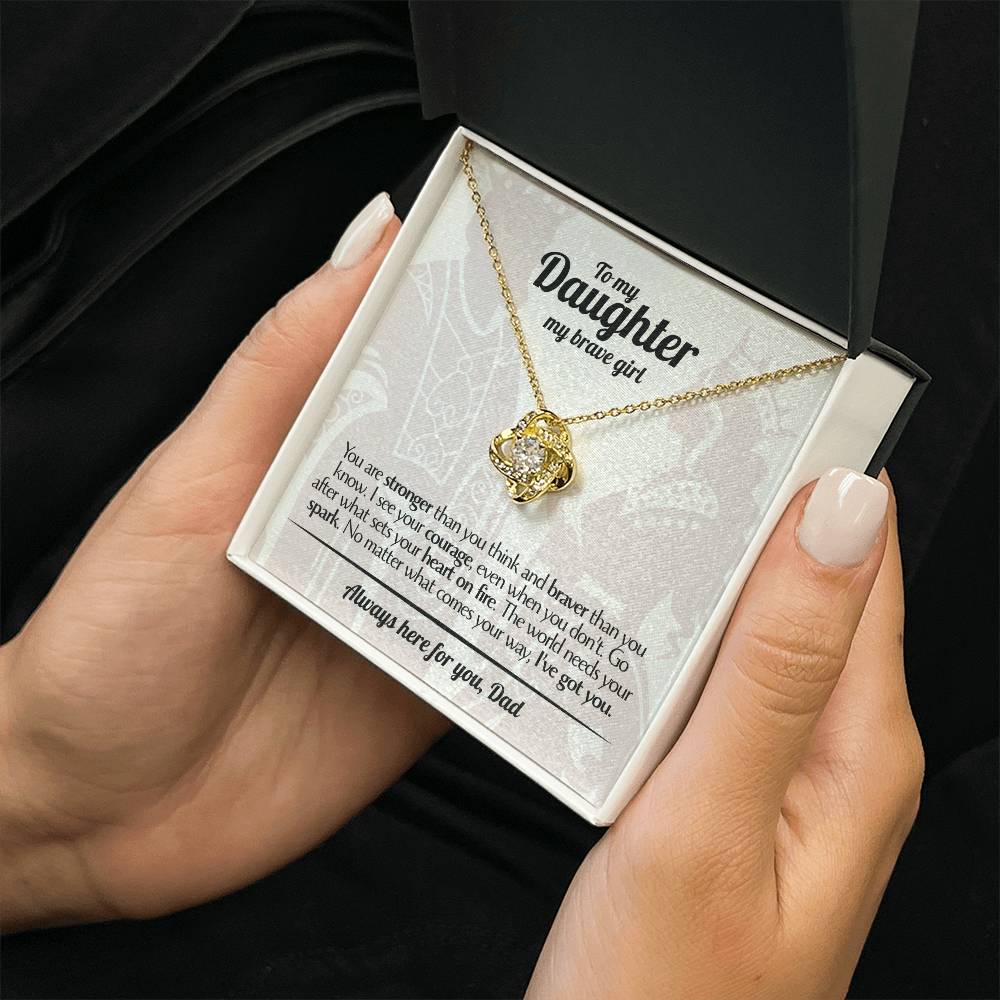 To My Daughter - Love Dad - Beautiful Gift Set - Love Knot Necklace -DLK017