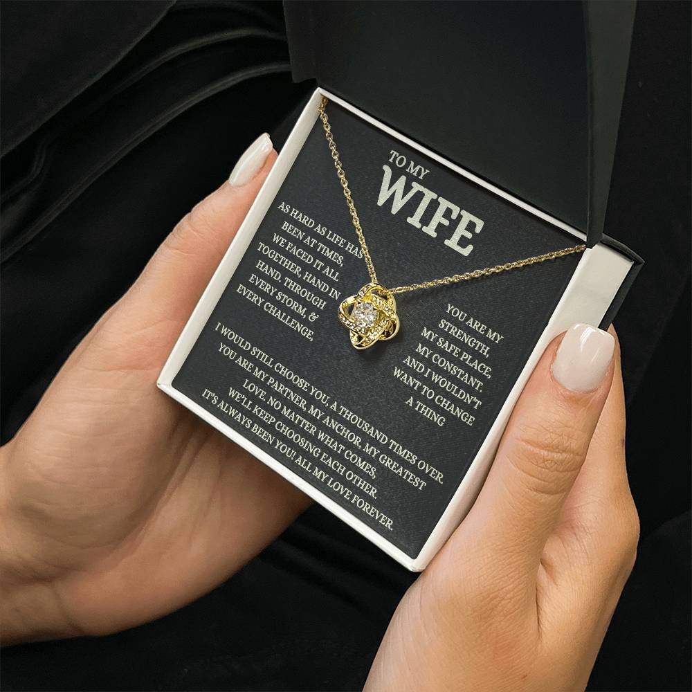 To My Wife - Beautiful Gift Set - Love Knot Necklace - WLKL007