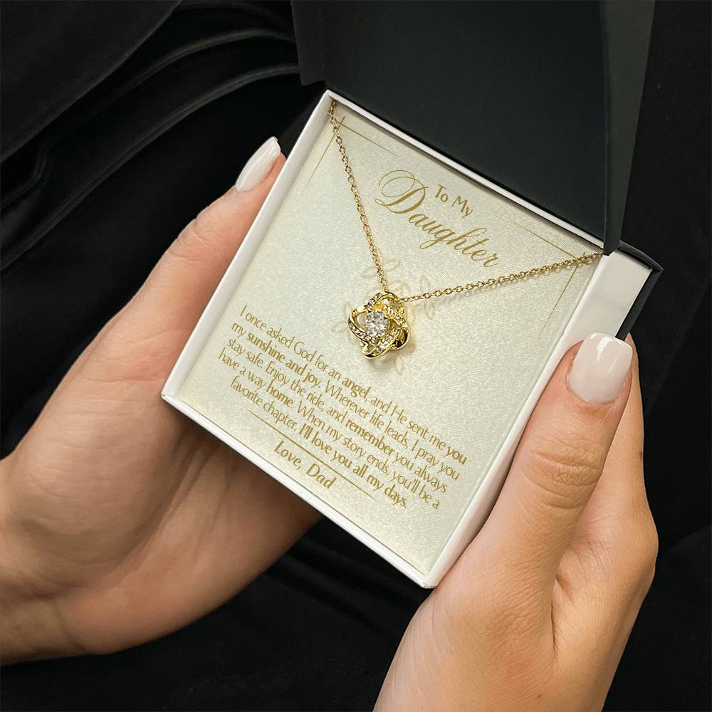 To My Daughter - Love Dad - Beautiful Gift Set - Love Knot Necklace -DLK016