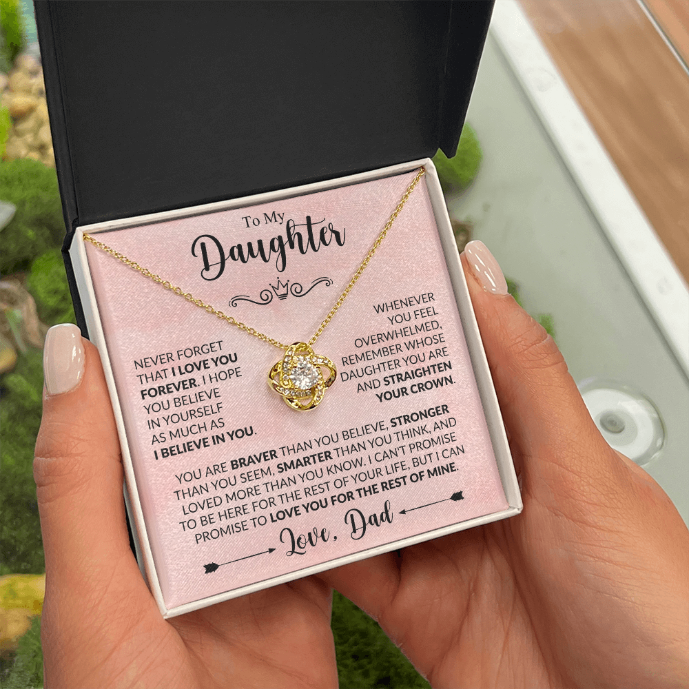 To My Daughter - Love Dad - Beautiful Gift Set - Love Knot Necklace -DLK021