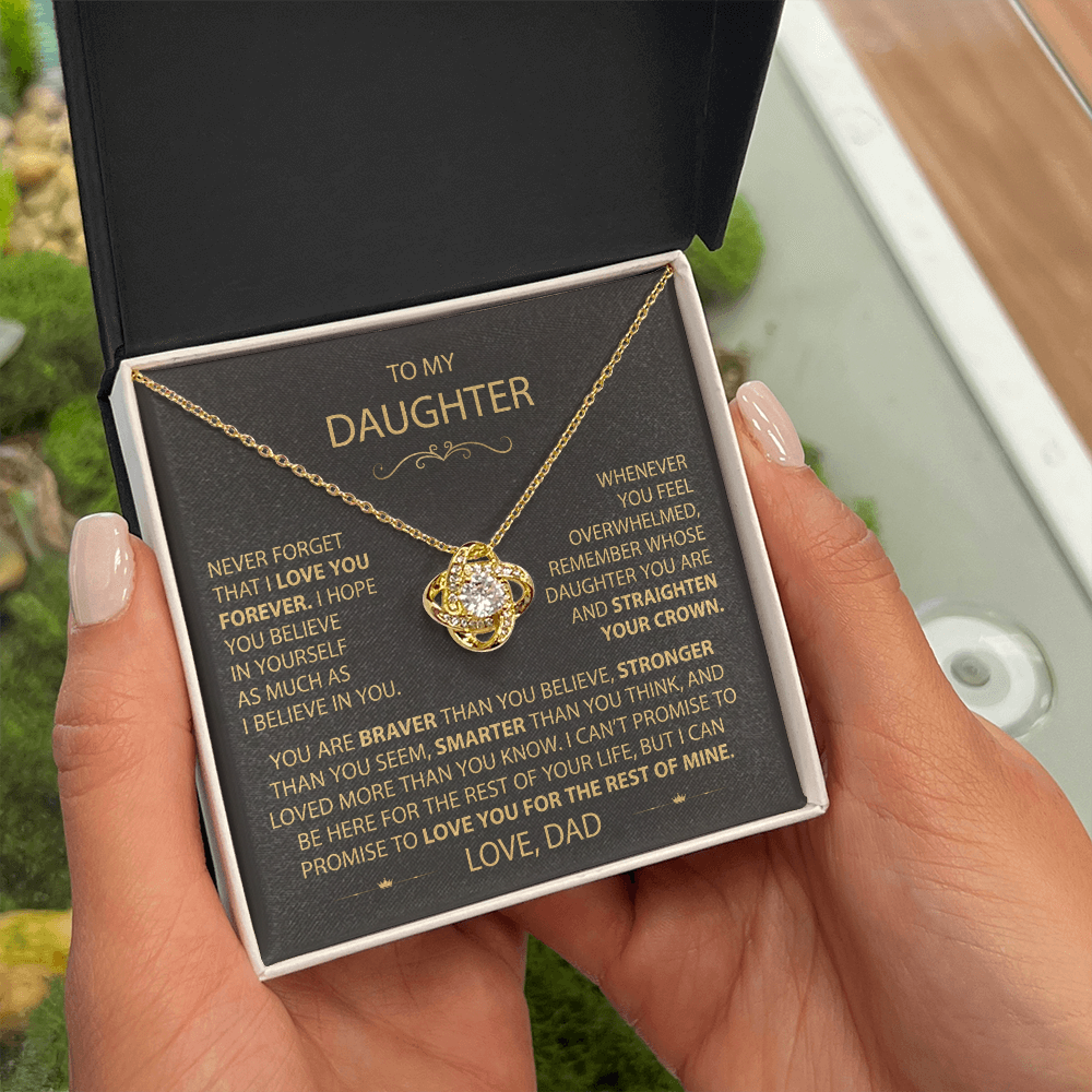 To My Daughter - Love Dad - Beautiful Gift Set - Love Knot Necklace -DLK002