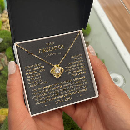 To My Daughter - Love Dad - Beautiful Gift Set - Love Knot Necklace -DLK002