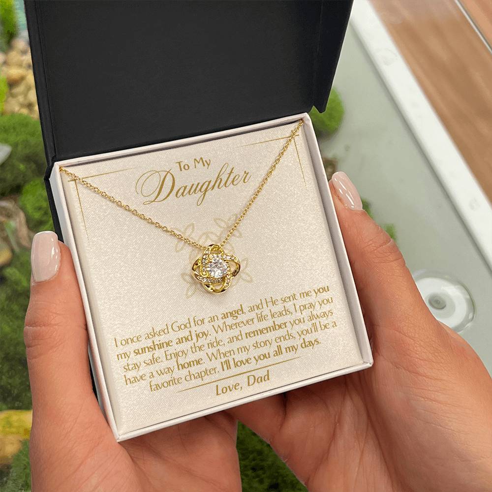 To My Daughter - Love Dad - Beautiful Gift Set - Love Knot Necklace -DLK016