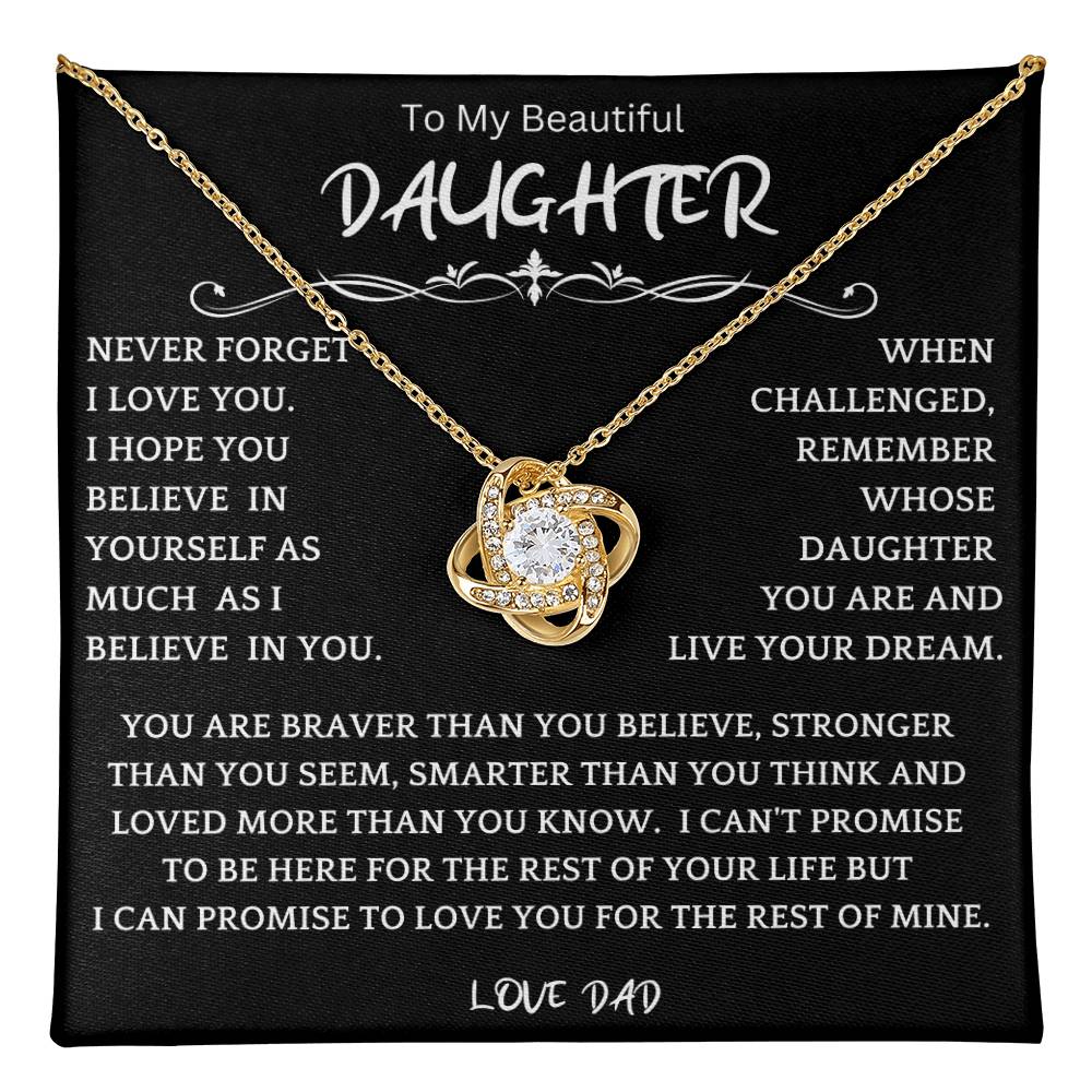 To My Daughter - Love Dad - Beautiful Gift Set - Love Knot Necklace -DLK019