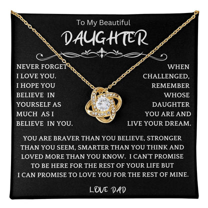 To My Daughter - Love Dad - Beautiful Gift Set - Love Knot Necklace -DLK019