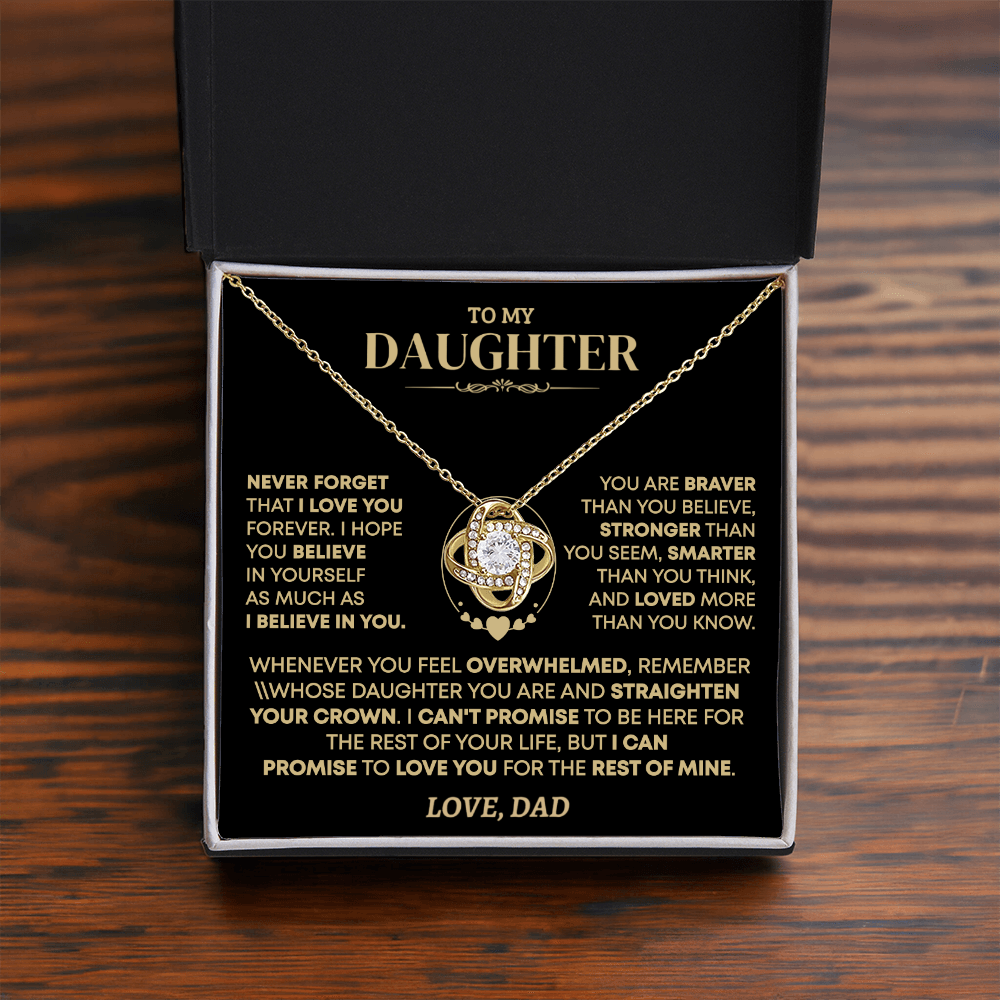 To My Daughter - Love Dad - Beautiful Gift Set - Love Knot Necklace -DLK001