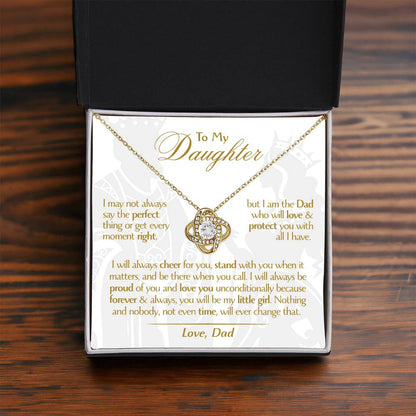 To My Daughter - Love Dad - Beautiful Gift Set - Love Knot Necklace -DLK006