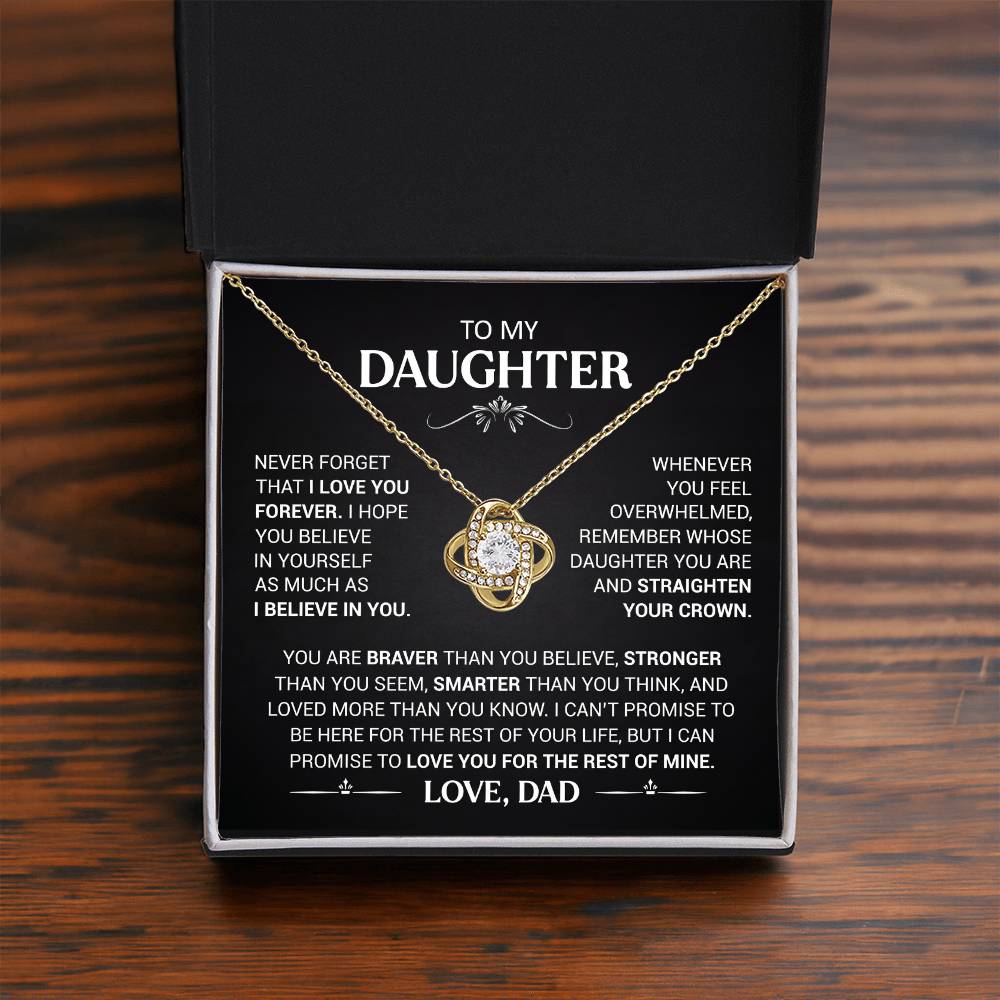 To My Daughter - Love Dad - Beautiful Gift Set - Love Knot Necklace -DLK008