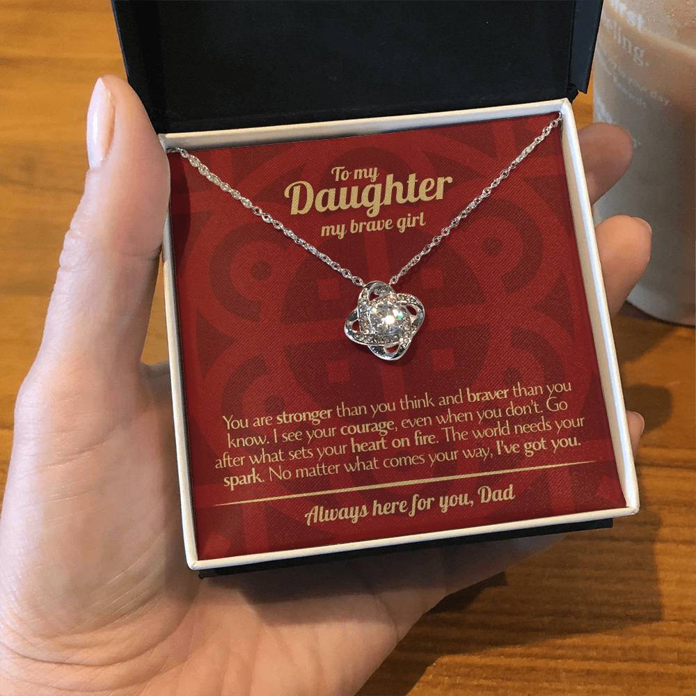 To My Daughter - Love Dad - Beautiful Gift Set - Love Knot Necklace -DLK003